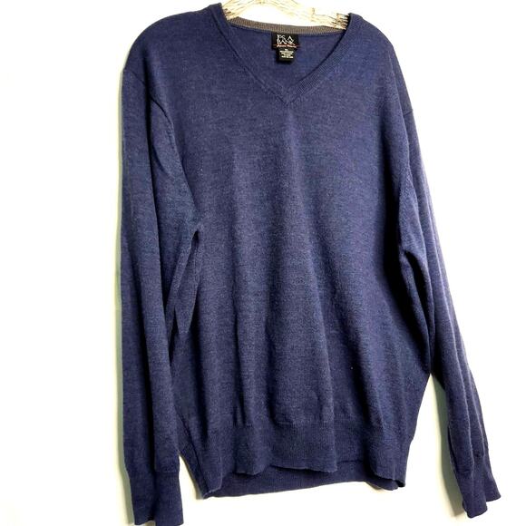 Jos A Bank Signature Collection Sweater Size XL Blue 100% Merino Wool Long Slv - Picture 3 of 10